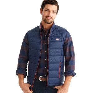 Johnnie-O Hudson Quilted 2-Way Full Zip Vest in Wake Navy Blue Men’s Large $128